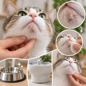 고양이 턱드름 원인과 관리법, 까만 점을 짜도 될까?